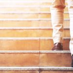 a man going up the stairs