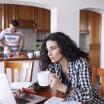 woman working at home