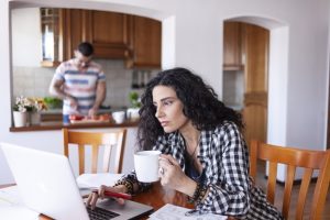 woman working at home